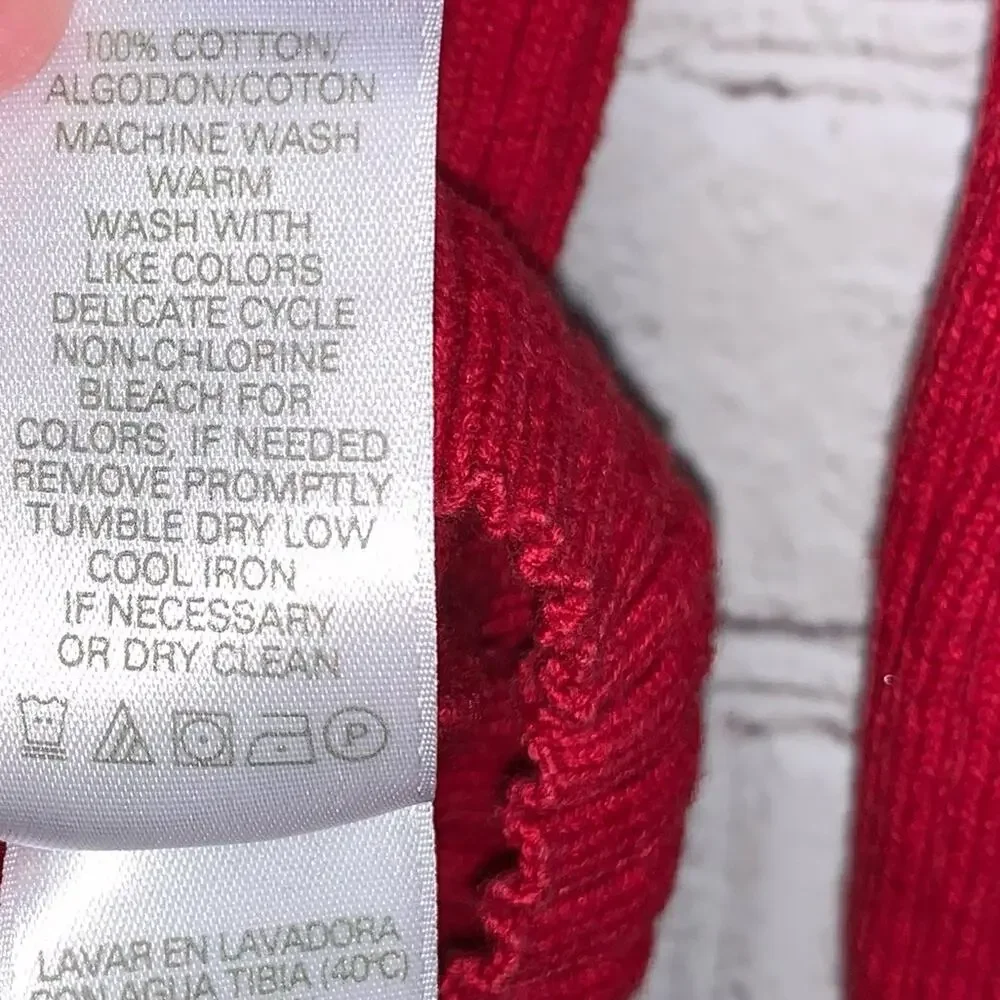 Liz‎ Claiborne Red Knit Ribbed Turtle Neck Sweater
